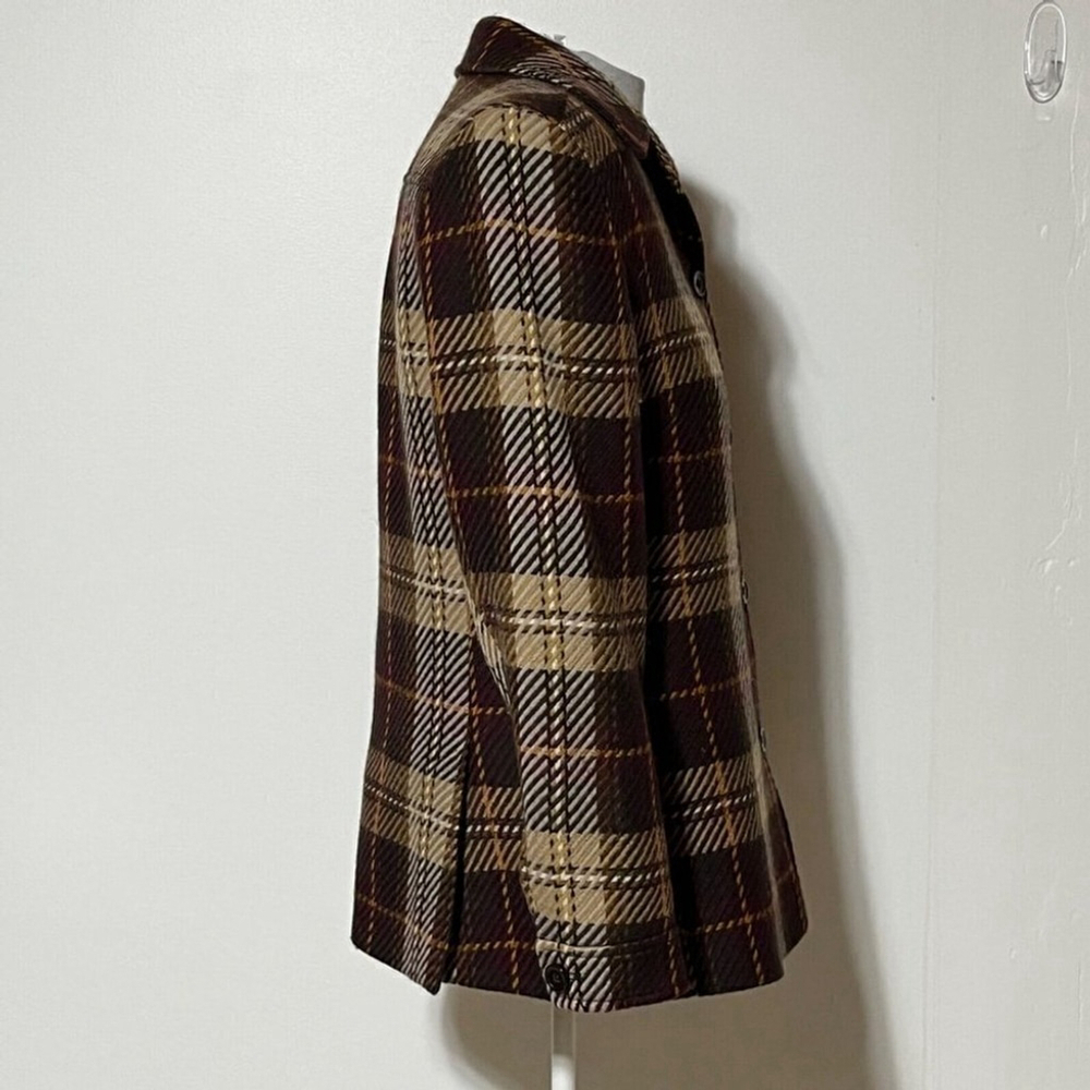 Vintage Blazer Women's Size 8 Brown Yellow Wool Plaid Germany Dark Academic - Picture 3 of 14